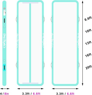 Надувний гімнастичний мат для тамблінгу з електричним насосом, 400x100x10 см, сіро-зелений