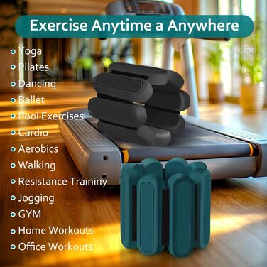 Регульовані вантажні манжети на зап'ястя та кісточки, комплект 2 шт (по 0,5 кг), преміум-силіконові браслети, підходять для йоги, пілатесу, домашнього фітнесу, танців, плавання, бігу, кардіо, силових тренувань, зелені