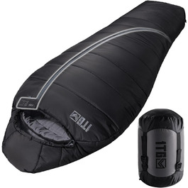 Тактичний спальний мішок 4 сезони 1TG Ranger Green (Black) для кемпінгу, трекінгу та подорожей (до 185 см)