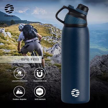 Термобутилка Fjbottle з нержавіючої сталі для води та напоїв, магнітна кришка, об'єм 400/600/800/1000/1500 мл, спортивна, герметична, без BPA, для дітей та дорослих, підходить для газованої води, школа, спорт, фітнес
