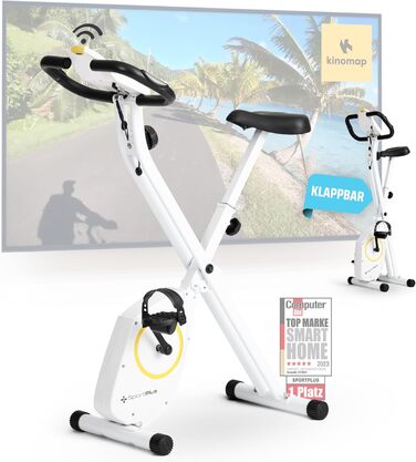 Складний велотренажер SportPlus для дому - тихий Hometrainer, компактний велобік, сумісний з додатком (Snow/Sun)