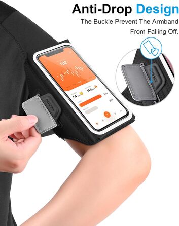 Чохол для телефону на руку для бігу з кишенею для навушників, на руку, для iPhone 17 16 15 14 13 12 11 Pro Max Galaxy S24 S23 Ultra, чорний