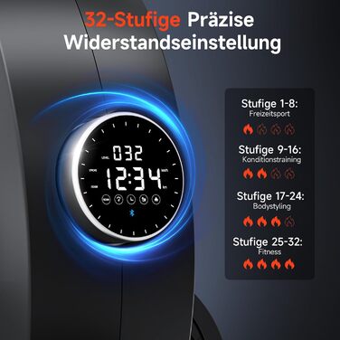 Гребний тренажер Wenoker з магнітним опором, для дому, 32 рівні навантаження, LCD-монітор, 160 кг, з мобільною APP