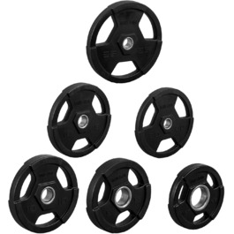 Олімпійські диски GORILLA SPORTS 5 кг, пластик, 50 мм, чорні, тригрип