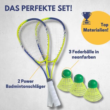 Набір для бадмінтона BEST SPORTING Power - 2 ракетки, 3 м'ячі, сумка | Для дорослих та дітей