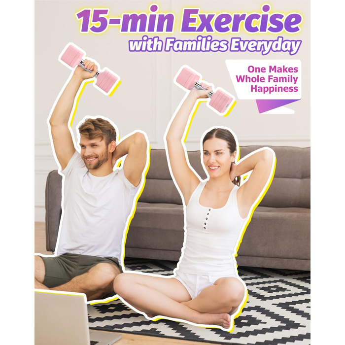 Набір гантелей Fragraim 5 кг x 2, регульовані, для дому, фітнесу, силових тренувань (рожевий)