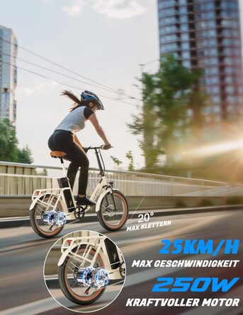 Електровелосипед OT16-2 для дорослих, складаний 20 дюймів, міський e-bike для ком'ютингу з Bluetooth, 3 режими, мотор 250W, знімний акумулятор 48V 17Ah