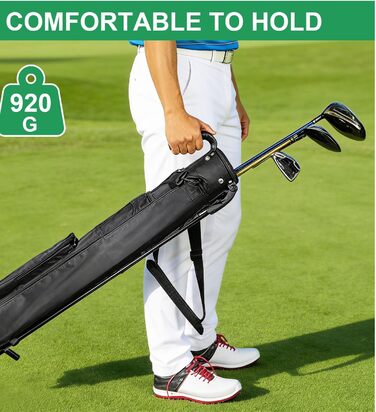 Сумка для гольфу на штативі, чорна. З регульованими ременями, двома кишенями. Легка, для чоловіків та жінок, для тренувань, коротких полів та курсів.