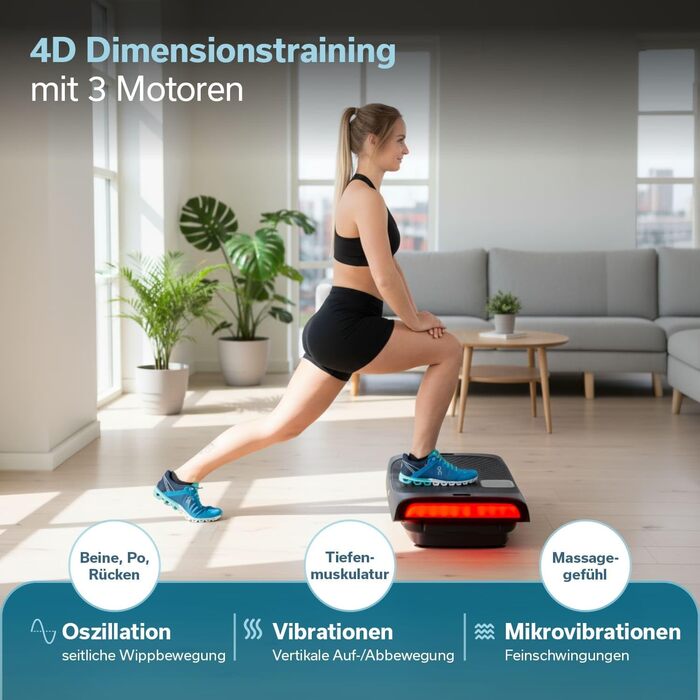 Платформа вібрації Skandika 4D V3000 Plus | Віброплатформа для дому, 60 рівнів, 3+1 програми, до 150 кг