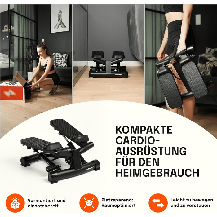 Степпер для дому з еспандерами 120 кг, Twist Mini Stepper з регульованою висотою педалей і гідравлічними циліндрами, тренажер для всього тіла з опором, модель Z2