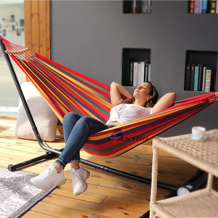 Гамак для відпочинку Anyoo: міцний, знімний, для тераси, саду, пляжу (червоний)