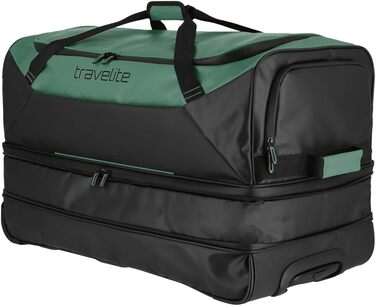 Дорожня сумка на колесах travelite, водостійка, м'яка, з розширенням, 70 см, 98-119 л, зелена