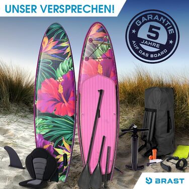 Жіноча надувна SUP-дошка BRAST 300 см з веслом, сидінням-каяком, кріпленням для екшн-камери, ременем на ногу, насосом і рюкзаком — комплект для сапбордингу