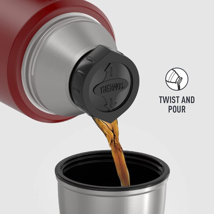 Термос-термобутилка THERMOS Stainless King 1,2 л, вакуумна, червона, нержавіюча сталь