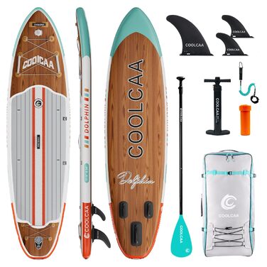 SUP дошка COOLCAA 355 см Timber Skiff надувна з аксесуарами та сумкою для дорослих, вантажопідйомність 222 кг, ширина 86 см