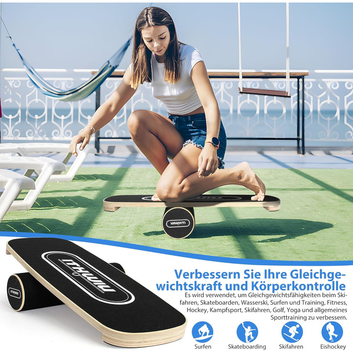 Балансборд Roller Holz Trainer: Дерев'яний балансборд для тренувань, чорний