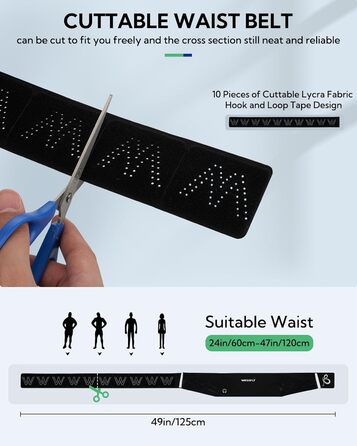 Поясна сумка WATERFLY для бігу та фітнесу: тримач для телефону на пояс для чоловіків та жінок, чорний