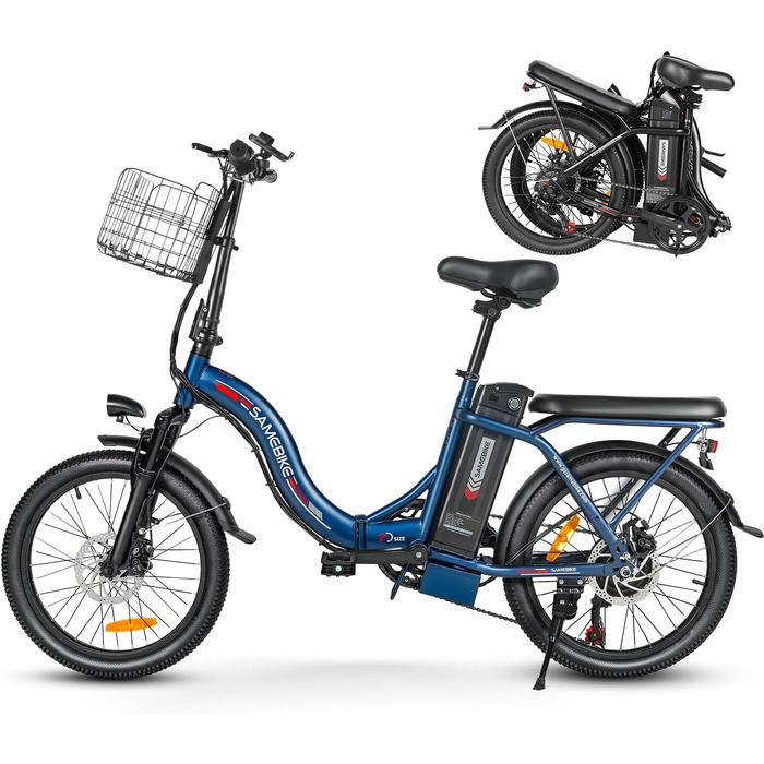Електровелосипед складаний SAMEBIKE 20 дюймів, 36В/12Аг знімний акумулятор, гідравлічні гальма, для дорослих, чоловіків і жінок