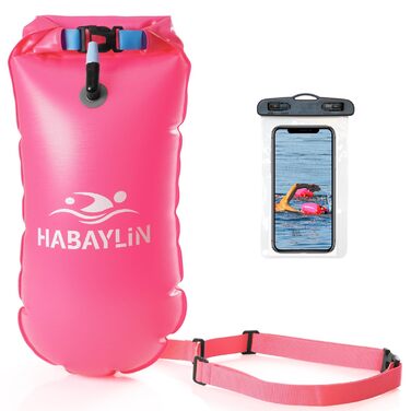 Надувна плавуча шийка (боя) 20L для дорослих та дітей, водонепроникний мішок, рожева. Безпека у відкритій воді та для триатлону.