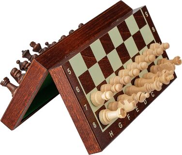 Магнітний шаховий набір для подорожей | Дерев'яний шаховий набір | Master of Chess | Шахи для дітей | Classic Travel Chess Game (20x20 см)