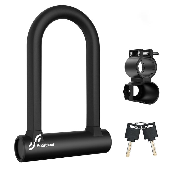 Надійне велозамкне Sportneer: 17 мм, 1.5 м кабель, для гірського, шосе, електровелосипеда, з кріпленням. Чорний.