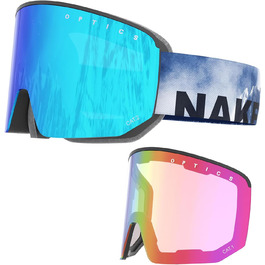 Гірськолижна маска NAKED Optics NOVA для чоловіків і жінок, змінні лінзи, для сноуборду та лиж, підходить для окулярів, для поганої погоди, комплект із додатковою лінзою