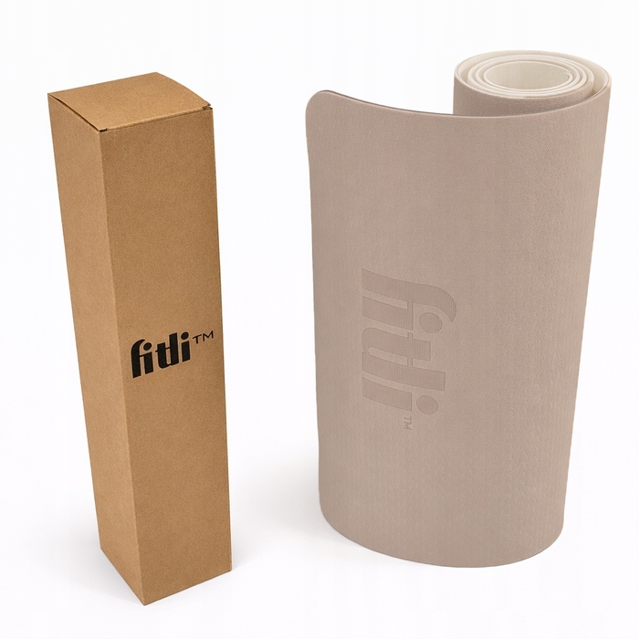 Фітнес-килимок Fitli протиковзкий, бежевий, TPE, 183x61 см