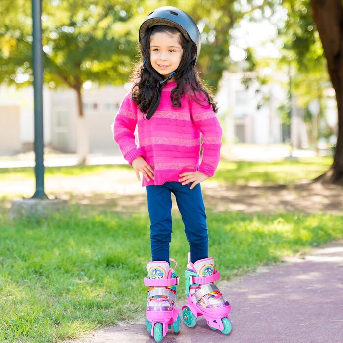 Дитячі ролики Kinder Einhorn для дівчаток, 3-6 років, з підсвічуванням, регульовані, 4 колеса, для початківців, рожеві