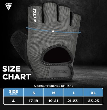 Фітнес рукавички RDX для чоловіків та жінок, рукавички для тренувань, силових вправ, з антиковзким покриттям та захистом зап'ястя, для залу, бодібілдингу, HIIT, підйому ваги (Сірий, S)