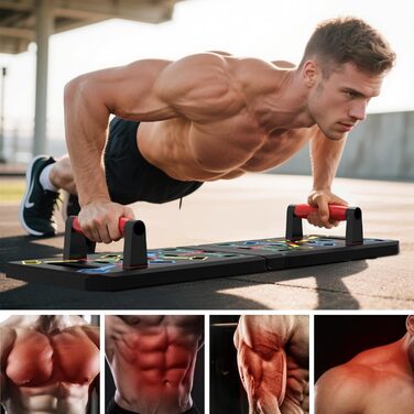 GLKEBY Тренажер для віджимань Push-Up Rack Board 15-в-1, складаний, багатофункціональний, для дому, фітнесу, портативний, регульований, з квадратною ручкою