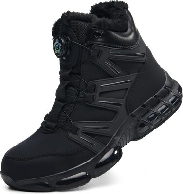 Зимові захисні чоботи,  водонепроникні для чоловіків та жінок. Робочі черевики з повітряною подушкою, сталевим підноском, утеплені, розміри 36-47 EU, чорний.