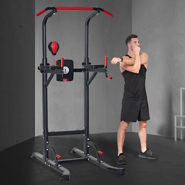 Багатофункціональна турнікова стійка Sogesfurniture Power Tower для тренувань: турнік, бруси для віджимань, висота регулюється (188-230 см)