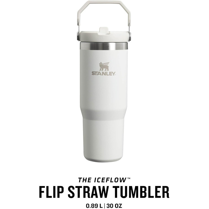 Термокружка Stanley Flip Straw 0.89 л з трубочкою, термос для води, спортивна пляшка, BPA Free, тримає холод 12+ годин, можна мити в посудомийці, Frost