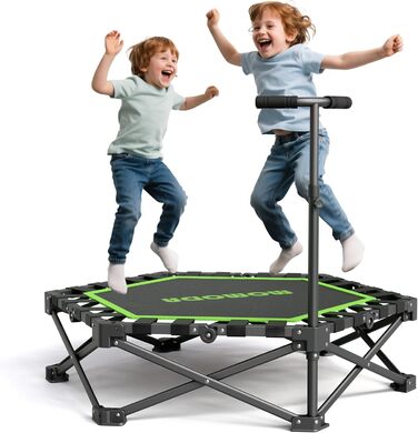 Трамплін для фітнесу MOMODA складаний, з ручкою, діаметр 106 см, зелений. Підходить для дітей та дорослих.