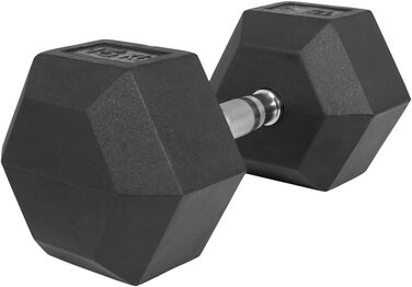 Гантелі шестигранні GORILLA SPORTS 42,5 кг, гумовані, гантелі для фітнесу і силових тренувань, з рифленою хромованою ручкою, чорні, нековзкі, чавун