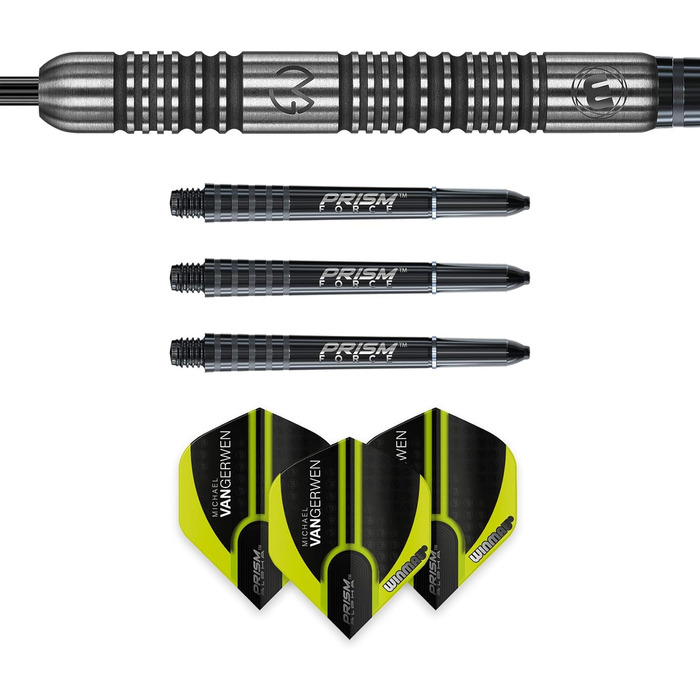 Дротики WINMAU Michael Van Gerwen MvG Authentic 22 г, професійні, вольфрамові, зі сталевим наконечником, з оперенням та хвостовиками