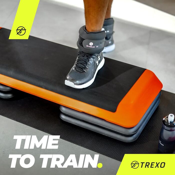 Аеробний степ-платформа TREXO для фітнесу, кардіо та домашніх тренувань, регульована висота 10/15/20 см, навантаження до 250 кг, 109x41 см, рожевий/оранжевий/сірий/зелений/фіолетовий