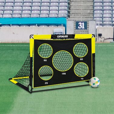 Дитячі футбольні ворота для саду 2 в 1 Pop Up, з лункою та сумкою, 120x90x90, жовтий