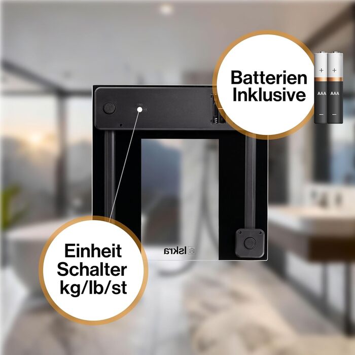 Вага тіла Iskra Bluetooth з додатком, 180 кг, для iOS та Android, технологія BIA, персональна вага, аналіз складу тіла, вага для 10 користувачів