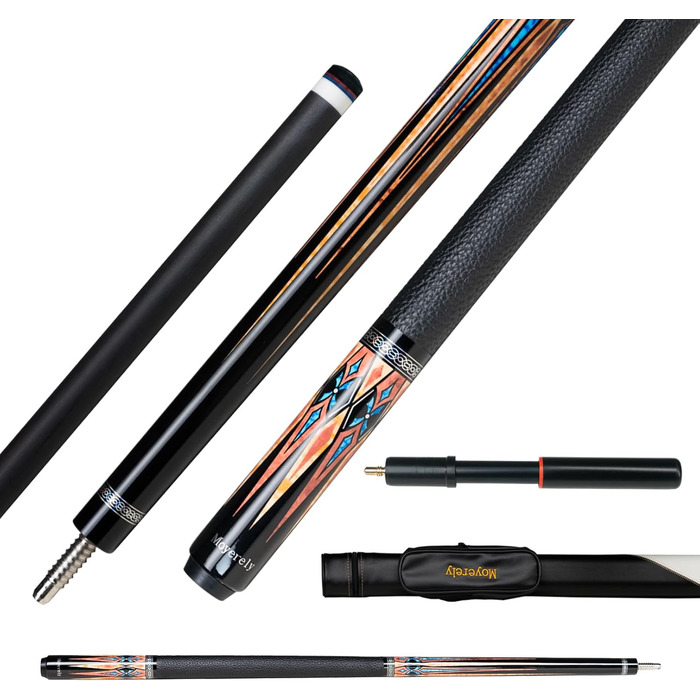 Професійний більярдний кий Moyerely з карбону, 11.8/12.5 мм, низька відбиваність, з чохлом MF1-PU Wrap + подовжувач (MF2-PU Wrap + подовжувач, 12.5 мм)