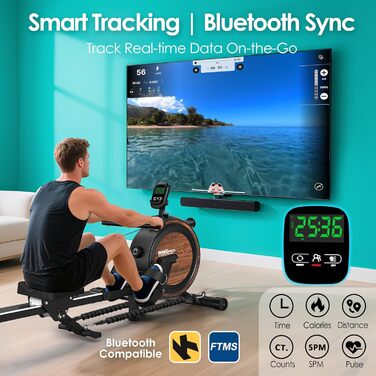 Гребний тренажер ORISYN RM5PRO з регульованим магнітним опором та Bluetooth, до 170 кг