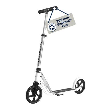 HUDORA BigWheel Pure Scooter: Скутер з алюмінієвої рами, регульованої висоти, складний, до 100 кг, для підлітків та дорослих (білий)