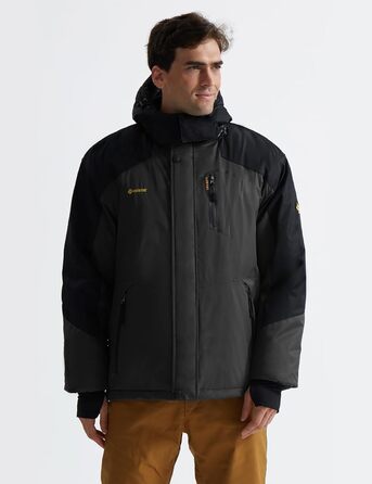 Чоловіча тепла зимова куртка GEMYSE для катання на лижах, вітро- та водонепроникна, дихаюча, з багатьма кишенями, біла (S, сірий, чорний)