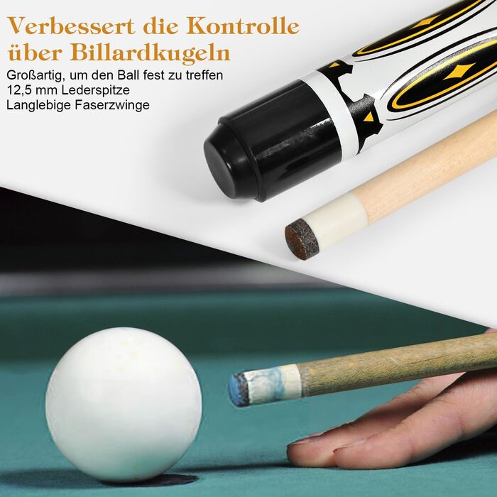 RAYNA GAMES Більярдний кий: комплект 2 кия, 58 дюймів, канадський клен, для дорослих, з нержавіючою сталею, для ентузіастів більярду