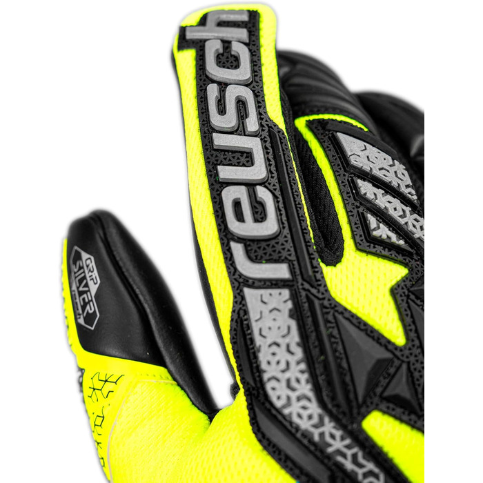 Воротарські рукавички Reusch Attrakt Freegel Silver Junior дитячі, для футболу, дихаючі, універсальні (жовто-срібно-чорні)