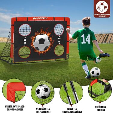 Дитячі футбольні ворота Klappbares Fußballtor 150x120 см з мішенню, 2-в-1 для саду та пляжу, з сумкою та анкерами