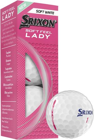Гольф м'яч Srixon Soft Feel Lady 8 & 9 | Для жінок | Низька компресія, легкий старт | М'яка текстура | Ідеально для помірних ударів та підвищеної точності, білий
