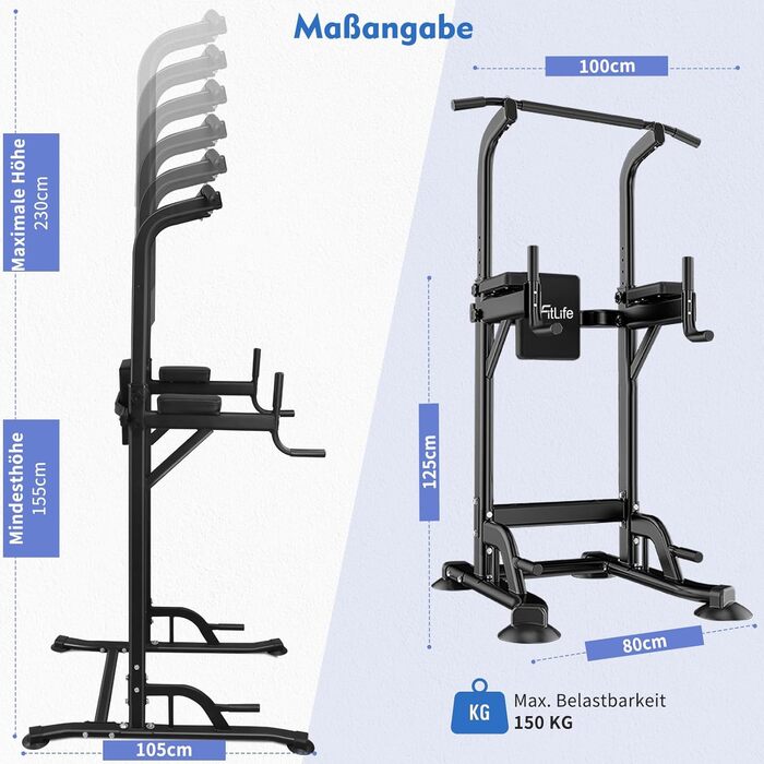 Power Tower DH FitLife: турнік, бруси для віджимань та тренажер спини | Станція для силових тренувань вдома