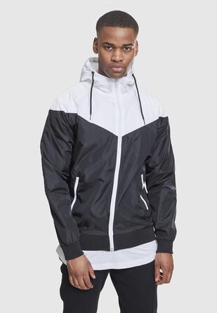 Чоловіча вітрівка Urban Classics Arrow Windrunner з капюшоном, демісезонна куртка з кольоровими блоками, 3XL, чорно-біла