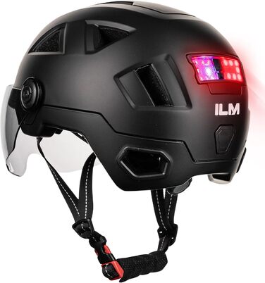 Розумний велосипедний шолом ILM з візором і LED-підсвіткою для жінок і чоловіків, з датчиком гальмування, мигалкою, сенсором світла, індикацією нахилу голови
